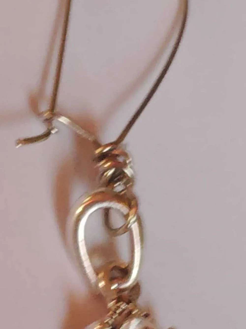 Upcycled Cross Earrings Silver tone with diamond like and purple rhinestones - Picture 5 of 7